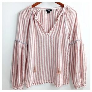 Paige Jovannie Stripe V-Neck Boho Long Sleeve Blouse Clay Pink XS worn Once EUC